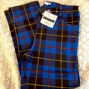 NWT XL Gretchen Scott Plaid Gripless Jean Pants